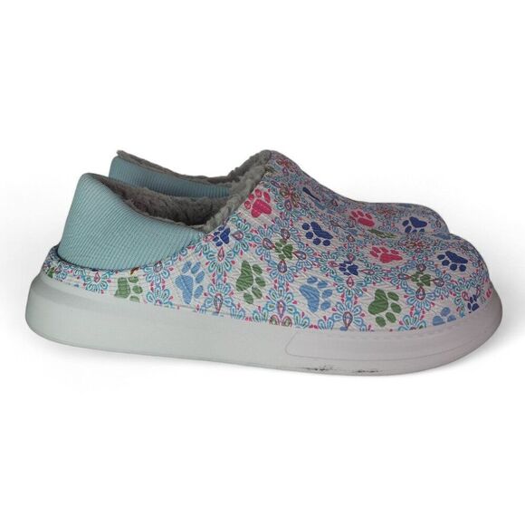 The Animal Rescue Site Greater Good Paw Print Faux Fur Lined Slippers Women's 10 - Picture 4 of 13